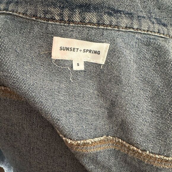 Sunset + Spring Patched Denim Jacket-Womens Size Small - Picture 6 of 13